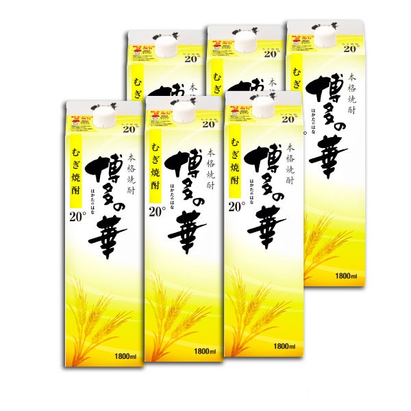 博多の華 むぎ 20度 1.8Lパック 6本 1ケース 麦焼酎 福徳長酒類 20％ 1800ml【キャンセル不可】