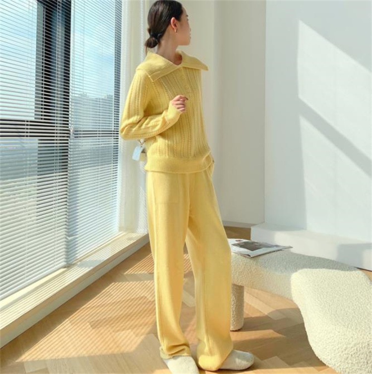 激安セール 肌にやさしい セーター ワイドパンツ 2点セット 秋 冬 暖かい 快適である ワイドパンツ 厚手