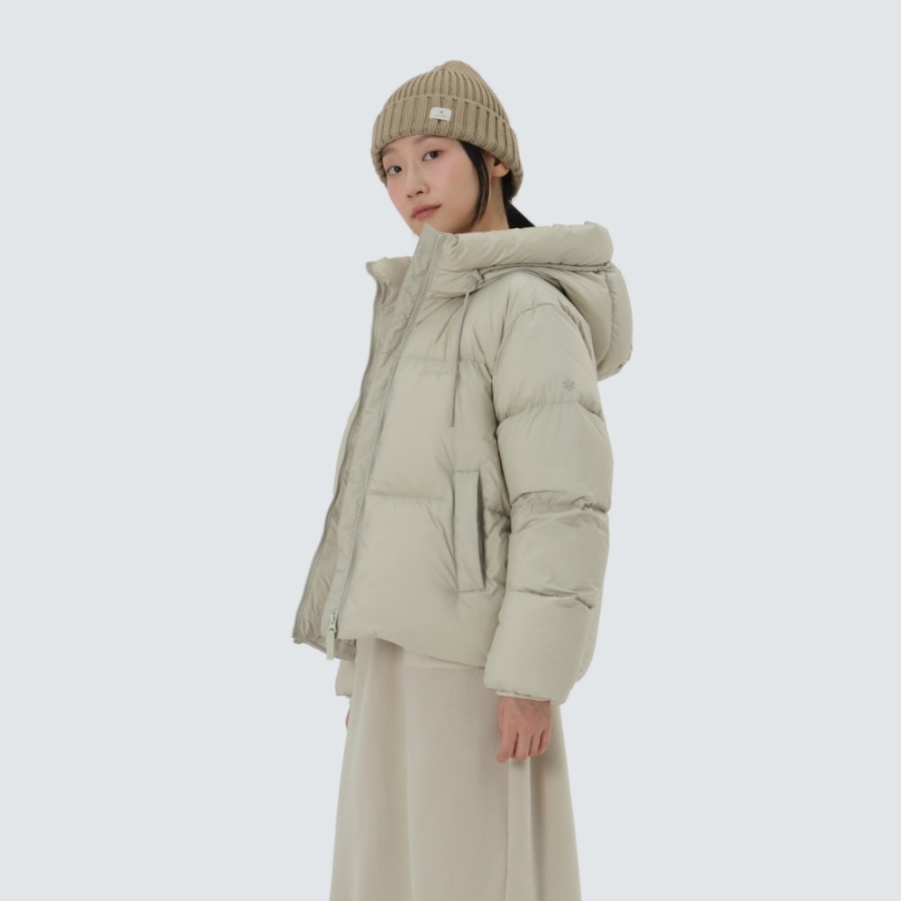 スノーピークアパレルパフィナ女性用フード付きヘビーダウンジャケットパステルオリーブ (S25WWFDJ21)