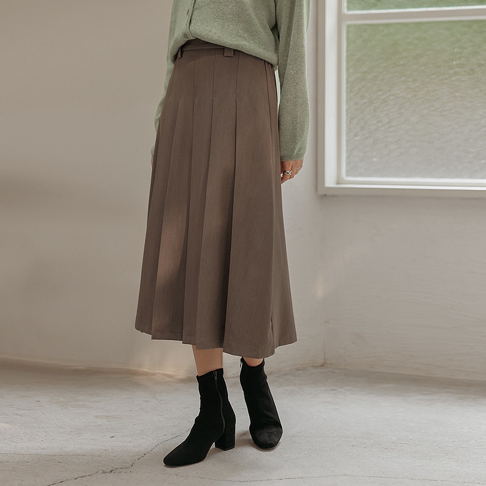S-2XLベルルーニープリーツバンディングロングスカート