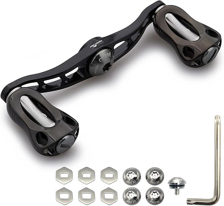 115/88mm リール ハンドル 22mm ノブ搭載 シマノ SHIMANO ダイワ DAIWA アブ Abu 通用 ベイトリール Fan( ブラック＆ガンメタル, 88mm)