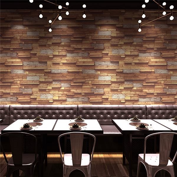 WAGIC（10m巻）リメイクシート シール壁紙 プレミアムウォールデコシートW-WA327 木目 3D立体ウッド ミックスブラウン