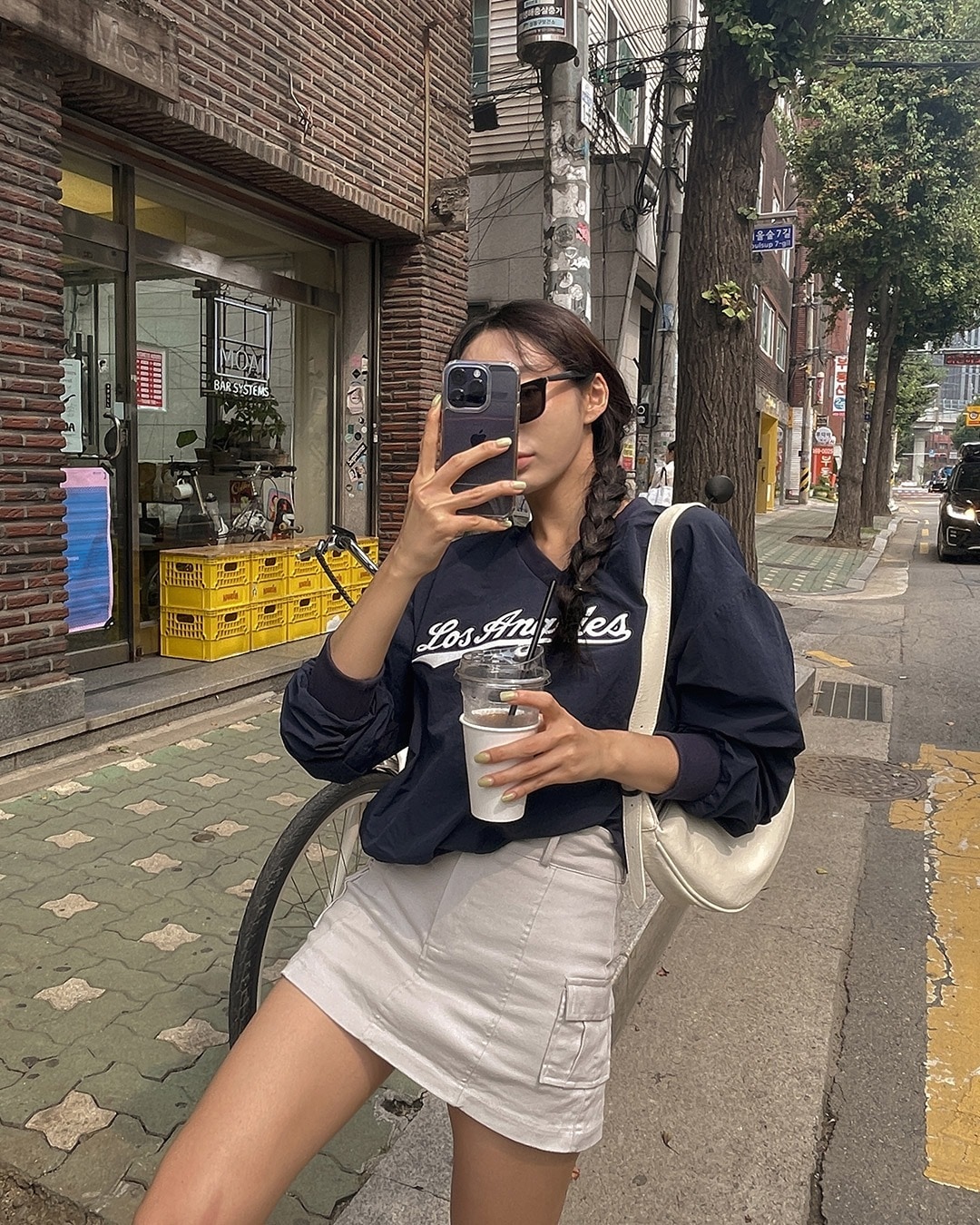 レタリングナイロンカットソー韓国ファッション レディース