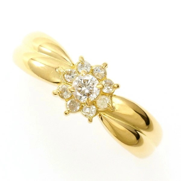 K18 18金 YG イエローゴールド リング 指輪 13号 ダイヤ 0.23 ジュエリー 中古