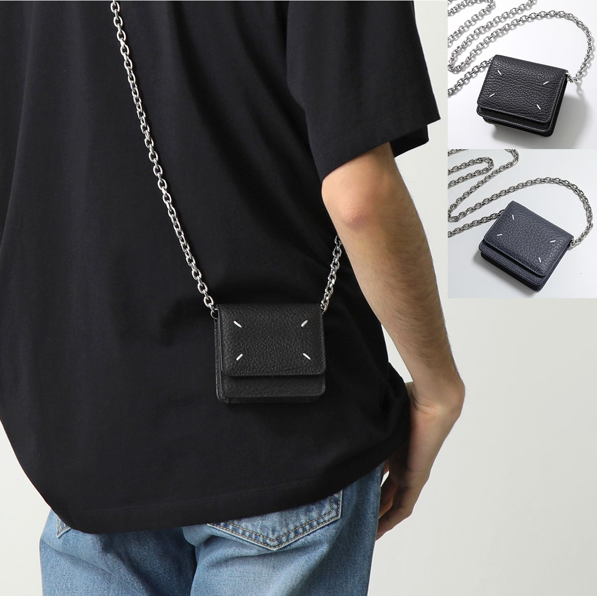 MAISON MARGIELA マルジェラ チェーンウォレット SA3UI0009 P4455 メンズ レザー ミニ財布 コインケース カラー2色 SA3UI0009P4455T8013