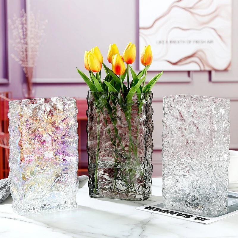 【20点セット】【送料無料】シンプル透明ガラス花瓶水養バラユリ花瓶高級感あるリビングフラワーアレンジメント