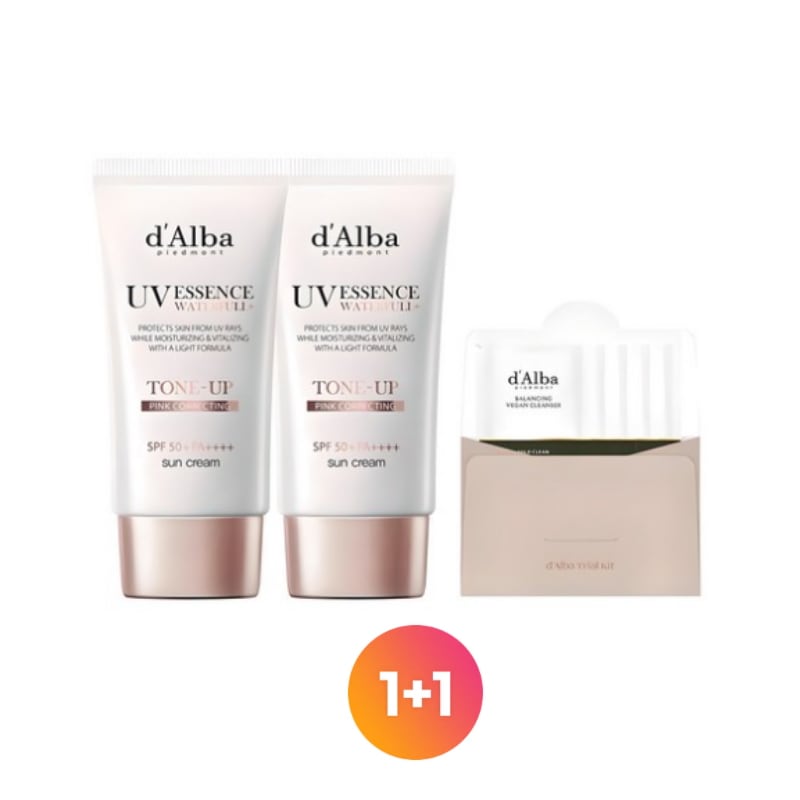 [正規品企画 1+1+洗顔セット]ウォーターフル トーンアップ 日焼け止め SPF 50+ PA++++ 50ml x 2p + バランシング ビーガン ジェル クレンザー 15ml