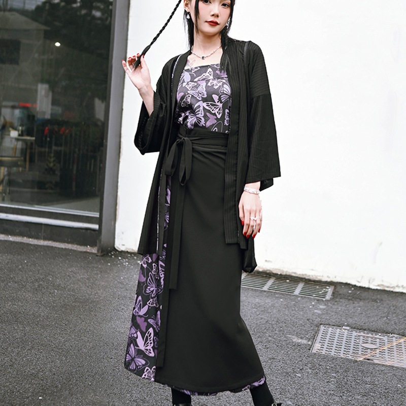 チャイナ風セットアップ カーディガン+ラップスカート+キャミソール チャイナ風 トップス 法被 レトロ 気質アップ 5,292円