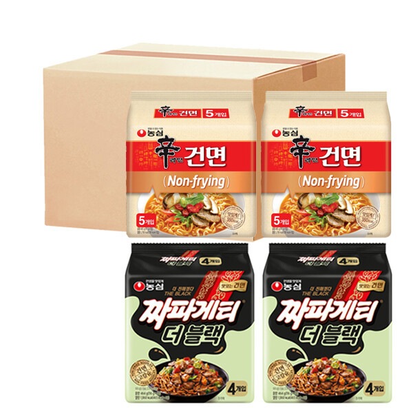 乾麺コレクション) チャパゲティ ザ·ブラック16個+辛ラーメン乾麺20個(計36袋)
