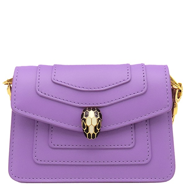 ブルガリ BVLGARI バッグチャーム セルペンティ フォーエバー バッグチャーム レザー パープル ゴールド金具 紫 【中古】