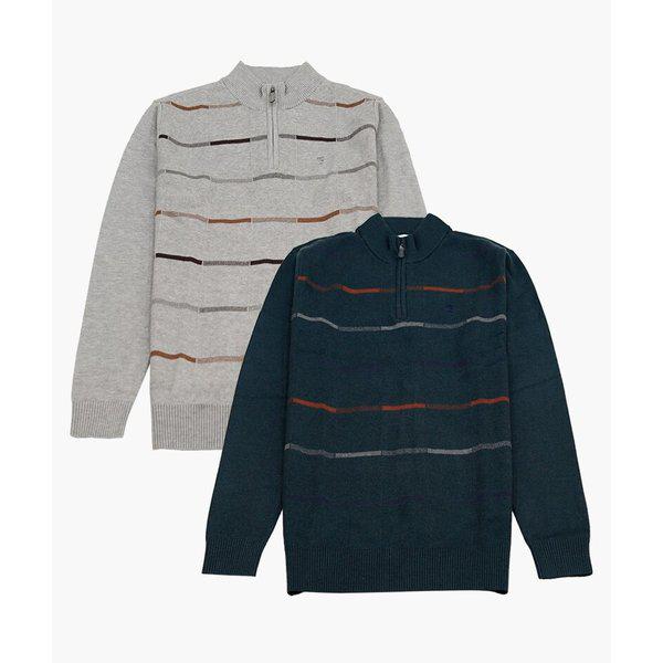 ストライプジャカードハーフタートルセーターPPKR3302