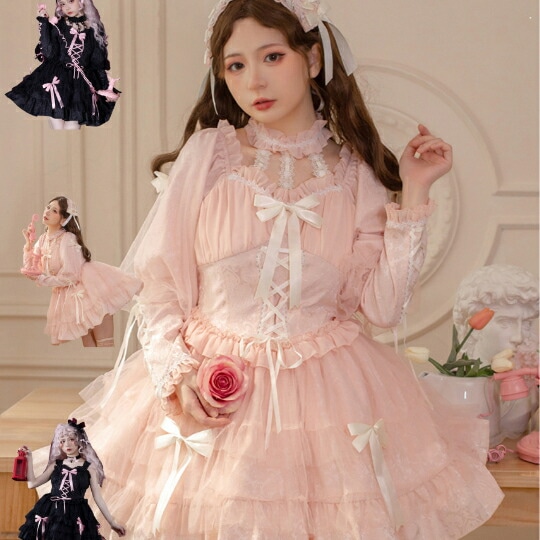オリジナル ロリータドレス 暗紋 ジャカード ロリータドレスJSKロリータドレスOP 甘クール ダークゴシック ロリータワンピース ゴシックロリータ レディース パーティードレス ゴシックテ