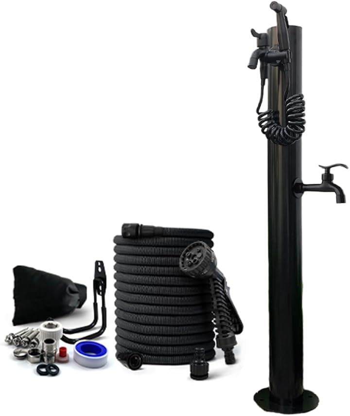 屋外水栓 立て水栓 蛇口付き ステンレス鋼 凍結防止 屋外用 水栓柱 屋外での水栓設置 円形立水栓(円形立水栓（蛇口：上H+下B）)