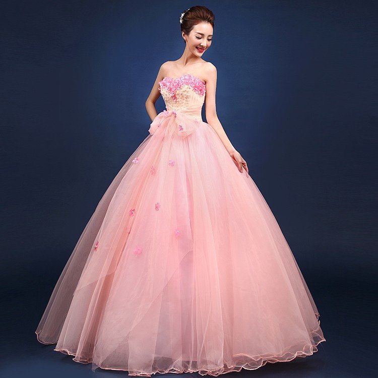 ロングドレス カラードレス ウエディングドレス コンサート 安い 演奏会 プリンセスライン ステージ衣装 パーティー ウェディングドレス 結婚式 ピンク