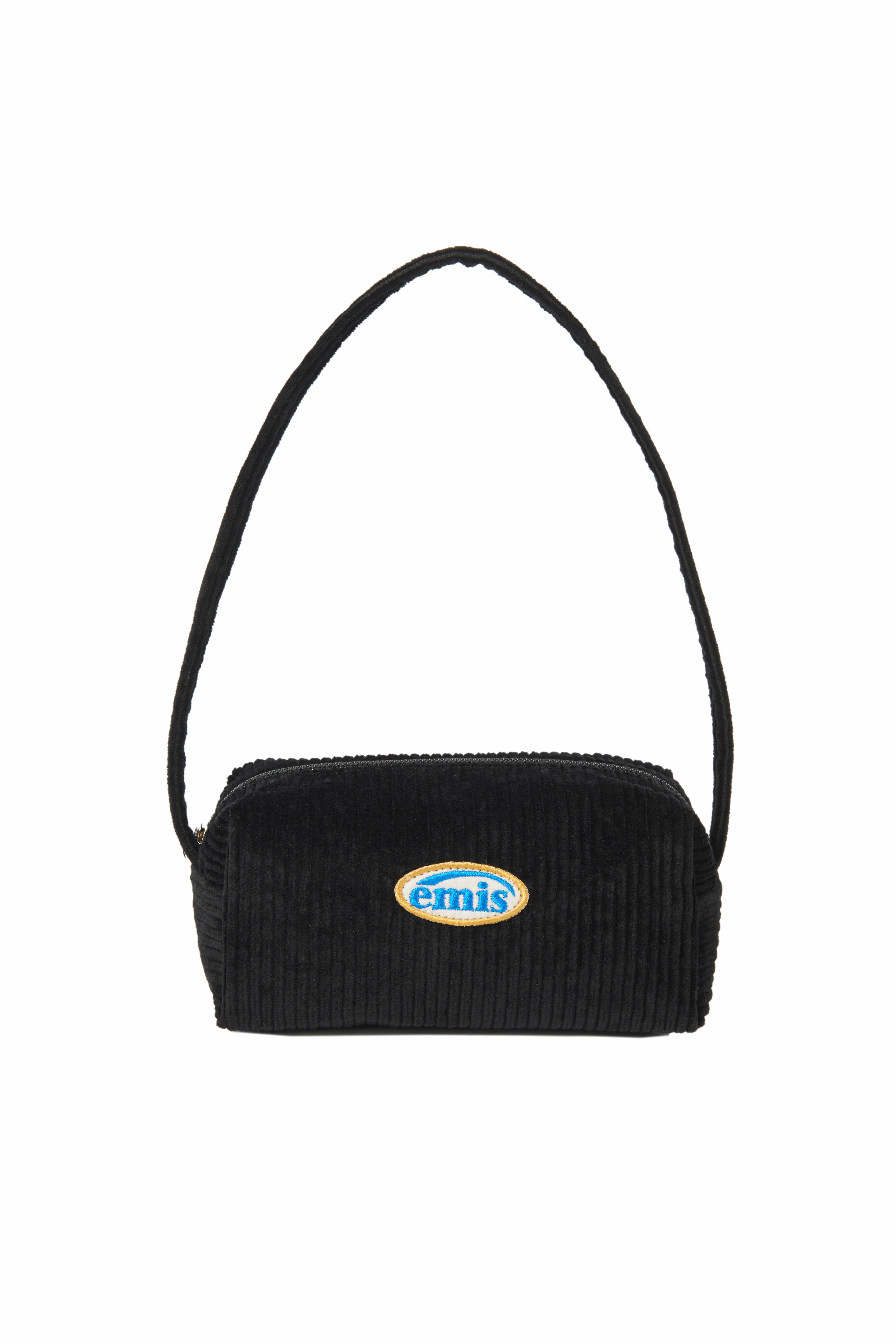 【EMIS】 CORDUROY MINI SQUARE HOBO BAG : BLACK