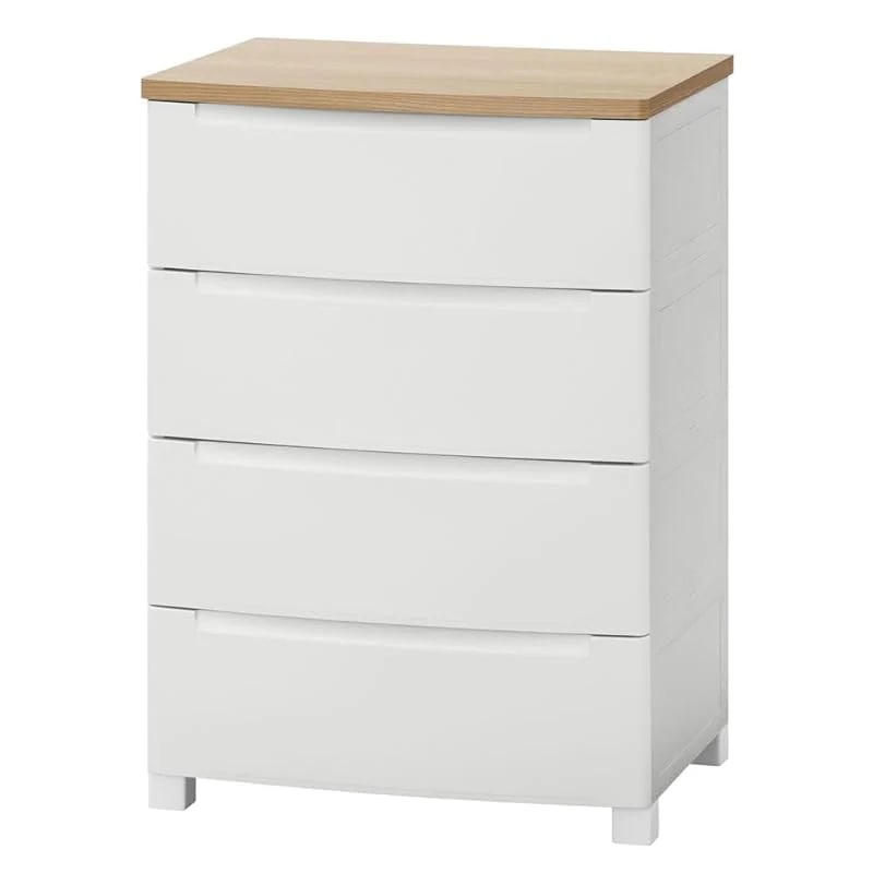 【即納】アイリスオーヤマ ウッドトップノックダウンチェスト 4段 ホワイト 幅56×奥行42.5×高さ81 木目調天板チェスト ワンルームやクローゼットランドリールームの収納に !たっぷり入る収納力