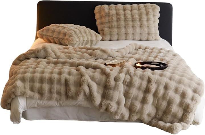 キルト芯 ソフト ポリエステル 繊維毛布 ふわふわマイクロファイバー フリース 寝室用 シングルベッド ソファ 冬のキルト(ベージュ, 140x200cm)