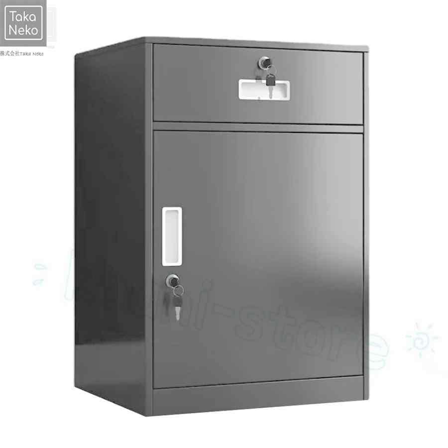 デスクワゴン オフィスワゴン 鍵付き 組立不要 スチール製 完成品 キャビネット サイドワゴン 袖机 デスクサイド 耐荷重200kg 1段引き出し ブラック 高さ65*幅44