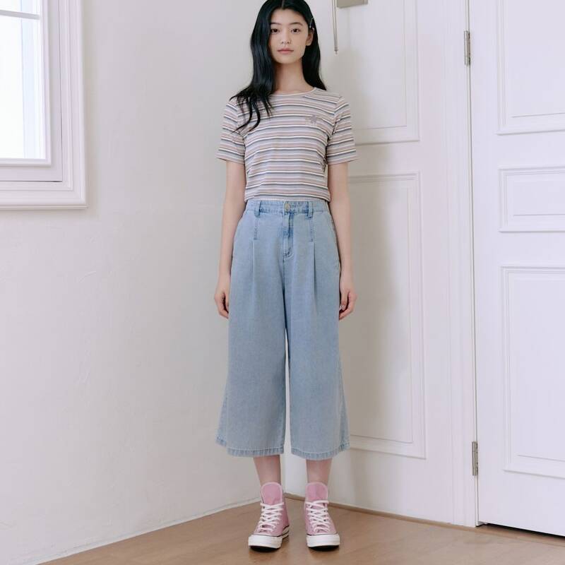 [レディース] アイスカラーのキュロットデニムパンツ(T264MJE247W)
