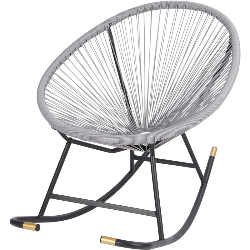 Un+usual ロッキングチェア ライトグレー スチール脚 丈夫 耐荷重100kg UN2-RC73LGRY