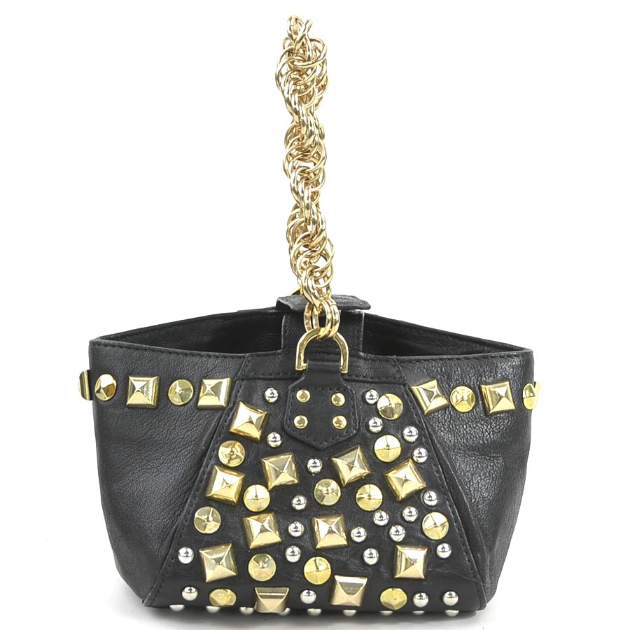 ヴェルサーチ VERSACE ハンドバッグ レザー/メタル ブラック レディース h31100a