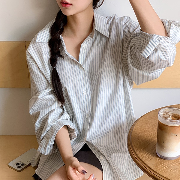 ストライプ ルーズフィット カラー シャツ シャツ bs8009