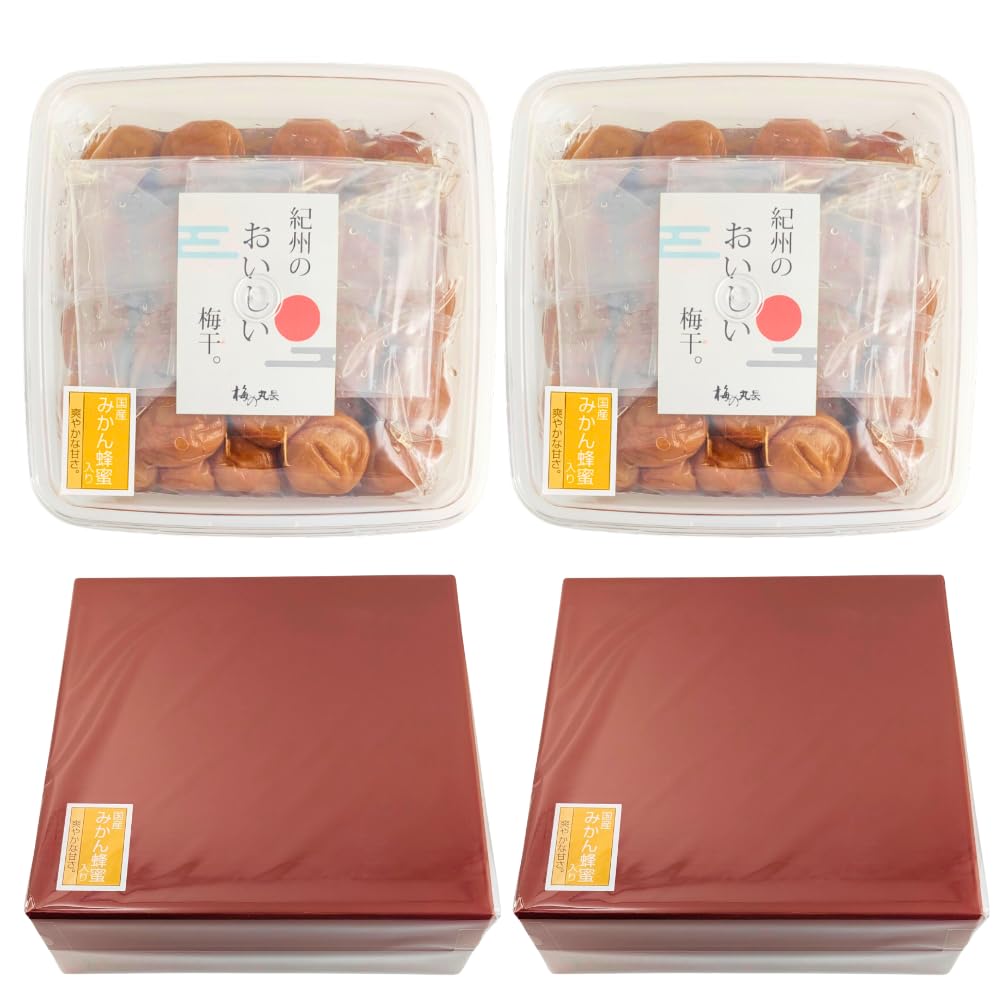 紀州のおいしい梅干 紀州手造り梅 紀州みかん蜂蜜入り梅干1kg (２個セット)