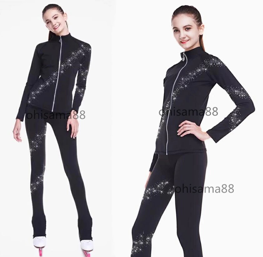 大人気 アイスフィギュアスケート 練習着 上下セット ストレッチ 競技 ステージ 美しい スポーツウェア スケートウエア フィギュアスケート衣装 スケート アイススケート 上着+パンツ 2点セット フ