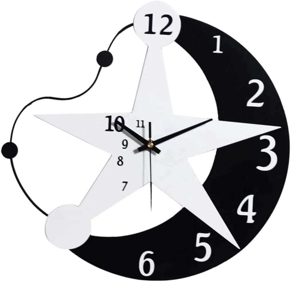 壁 時計 月 星 時計 サロン 時計 ミュート 時計 時計 竹 木製 時計 シンプル