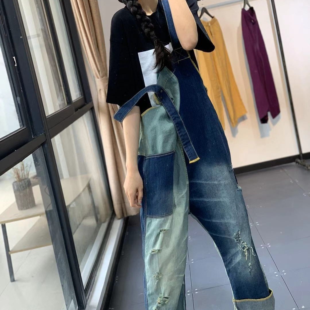 ボトムス オーバーオール デニムパンツ アンクルパンツ ポケット デニム ダメージ加工 かわいい 大人可愛い きれいめ シンプル カジュアル 上品 おしゃれ かっこいい 大人女子 こなれ感 個性的