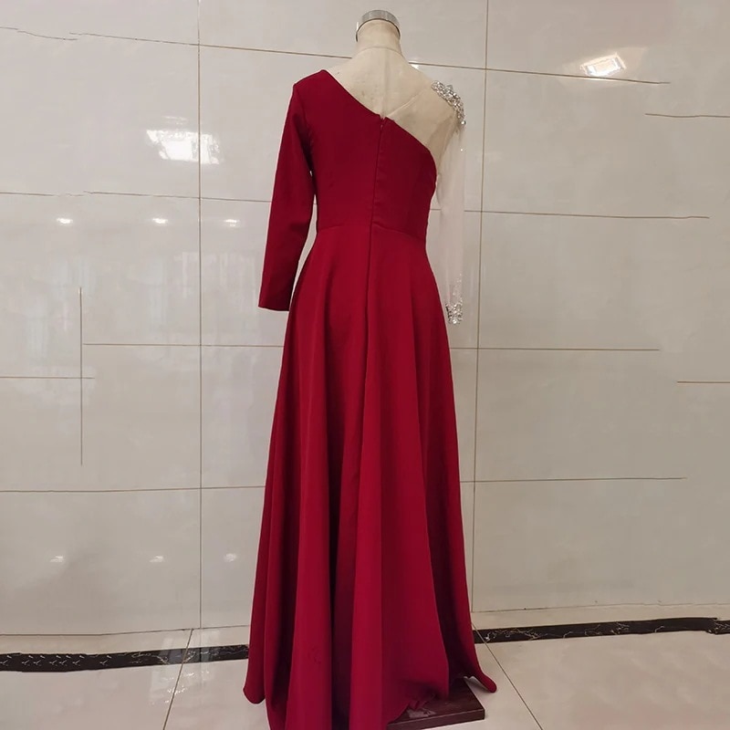 ワンピースドレスドレスレッドコーラスコンダクタードレス2025雰囲気の宴会の気質ホストロングコーラス服