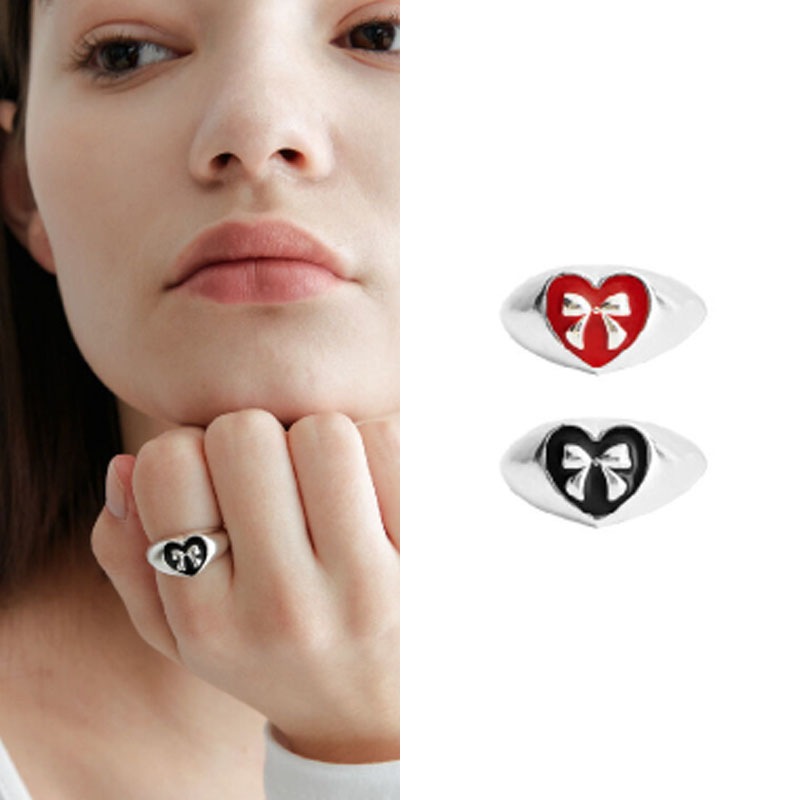 [子供たちを未然に着用] (925 SILVER) Heart Ribbon Ring/韓国女性アクセサリー/韓国ファッションスタイル/SNS人気/韓国ジュエリー/芸能人着用アクセサリー/デイリーアイ