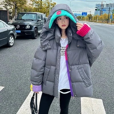 ジャケットダウンジャケット人気ボアアウター秋冬アウター切り替えショートコート防寒カジ