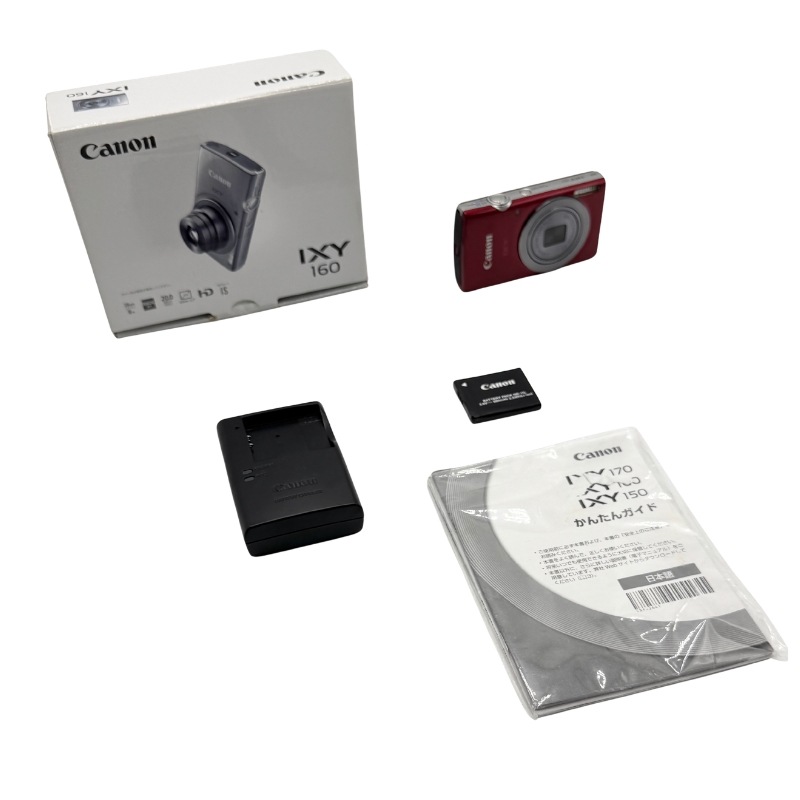【中古 動作確認済】 Canon デジタルカメラ IXY160 レッド 光学8倍ズーム IXY160(RE)