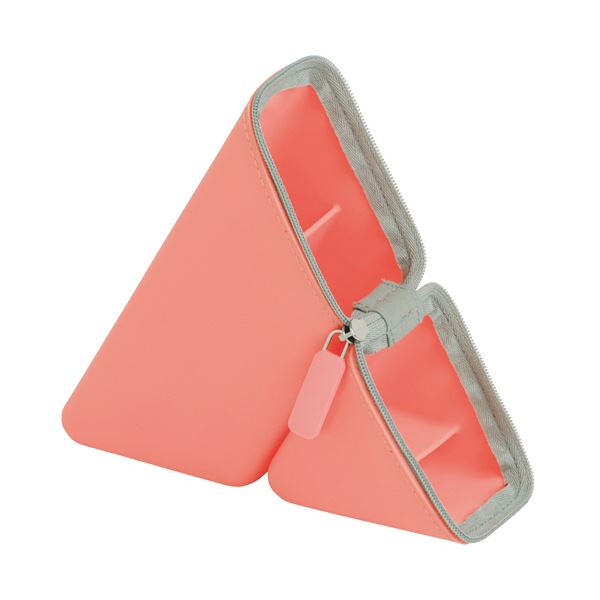 （まとめ） ソニック カクスタポータブルペン立て シリコンタイプ コーラル FD-8244-P 1個 (×3セット)