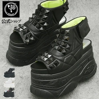 【公式SHOP特典キズ補修液付】 ヨースケ 厚底 ブーツサンダル レディース スタッズ 11cm 厚底フラットソール