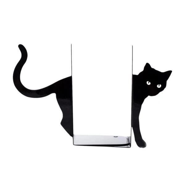 猫装飾ブックエンドブックストッパー黒猫愛好家ギフト彫刻装飾ブックスタンド棚用サポートホームデスクトップ子供部屋