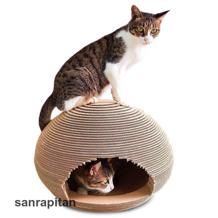 猫ベッド キャットハウス ペットベッド ねこ ネコ 犬 ペット ベッド ハウス ドーム 爪とぎ ダンボール シンプル あったか