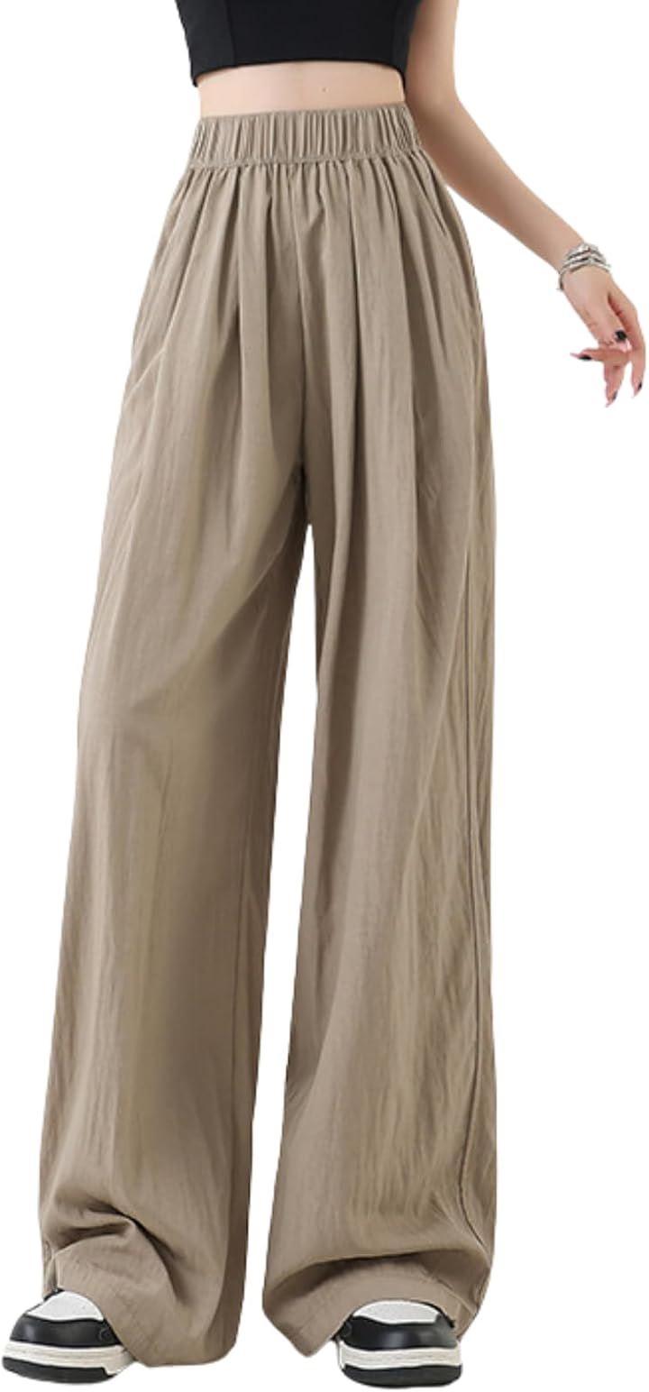 ワイドパンツ レディース ゆったり ハイウエスト 夏 カラーパンツ 大きいサイズ ショッキングピンク ルームウェア ポケット(グレージュ, L)