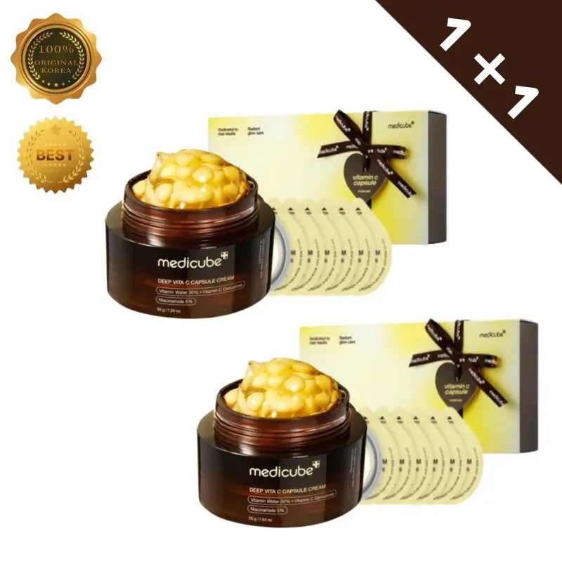 【メガ割】 Medic0be メ0ディキューブディープビタC カプセル シミケアクリーム 大容量セット 人気 透明感アップ うるおいクリームビタミンCカプセル配合で肌に明るい印象を与えるクリームし
