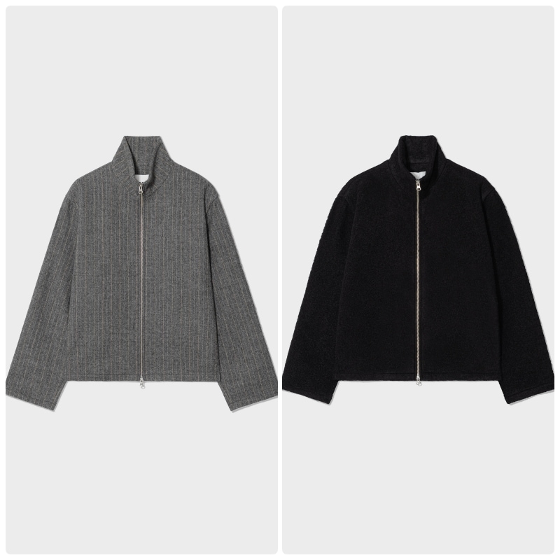 【LOW CLASSIC】 25FW STRIPE WOOL ZIP SHIRT JACKET : 2COLORS