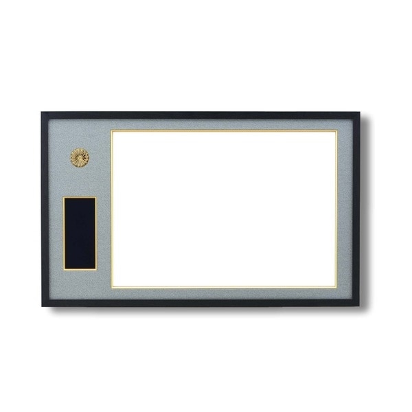 日本製 叙勲額/フレーム 勲記サイズ（595420mm）/黒／グレードンス 化粧箱/黄袋入り 4886勲記勲章額