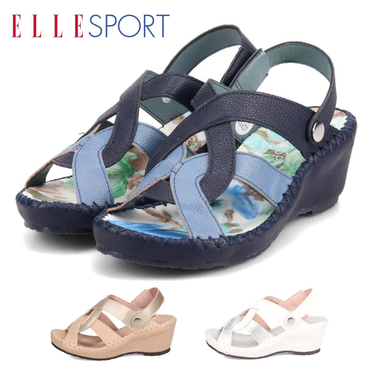 エルスポーツ ELLESPORT レディース 2WAY サンダル ESP12738 2WAY ウェッジソール バックストラップ マドラス