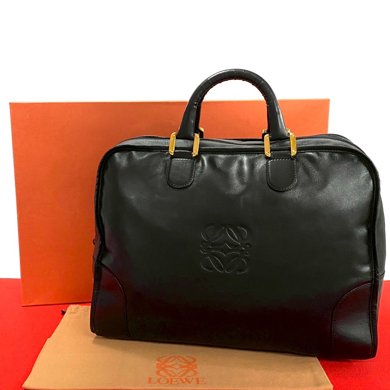 ヴィンテージ アマソナ40 アナグラム ロゴボストンバッグ レザー ブラック 36390