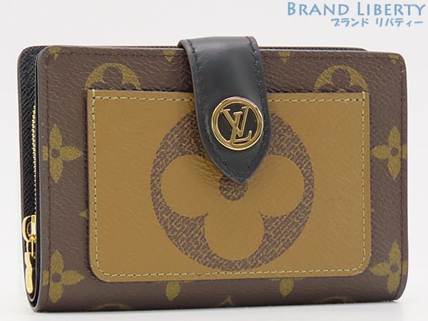 新品同様ルイヴィトンモノグラムリバースポルトフォイユジュリエット二つ折り財布ブラウンダークブラウンM69432