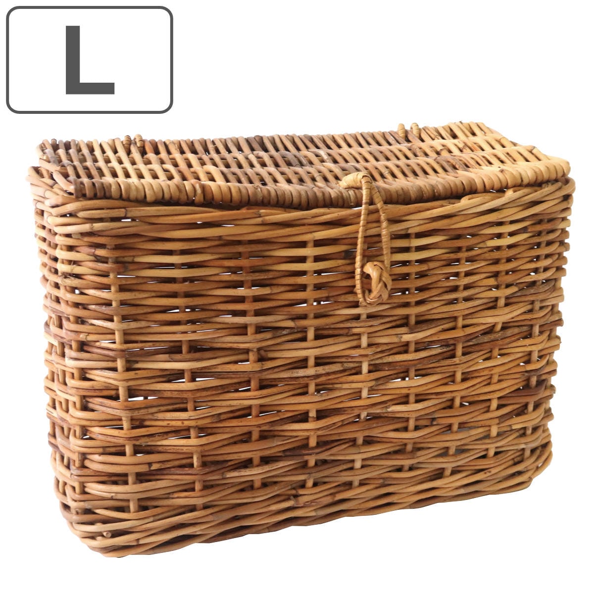バスケット アラログ フタ付きスリムバスケット Ｌ ラタン かご 収納 皮付き カゴ 長方形 天然素材 アジアン雑貨 ハンドメイド 収納かご 藤 小物収納 手編み 小物入れ おしゃれ