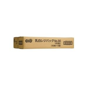 TANOSEE 乳白レジ袋 30号 ヨコ265xタテ480xマチ幅130mm（100枚x10パック）