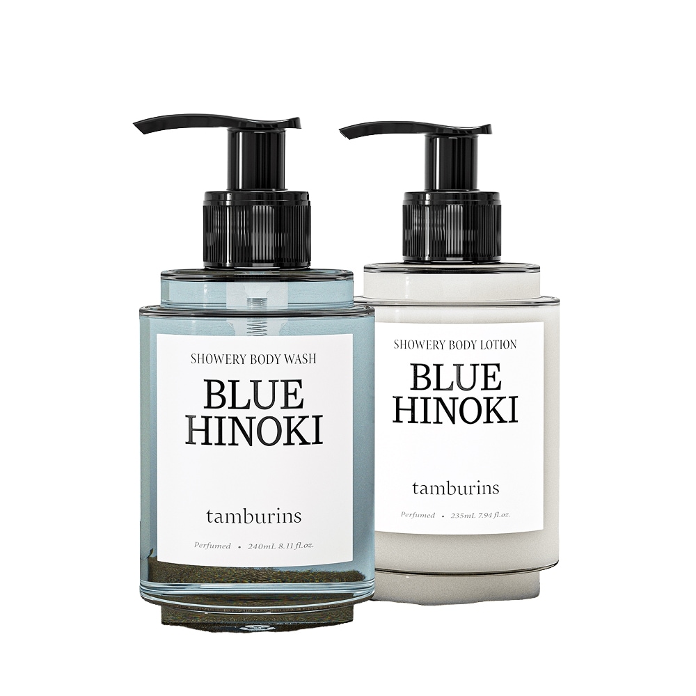 (リボン包装) タンバリンズ シャワーリー ボディセット ブルーヒノキ(240ml+235ml)