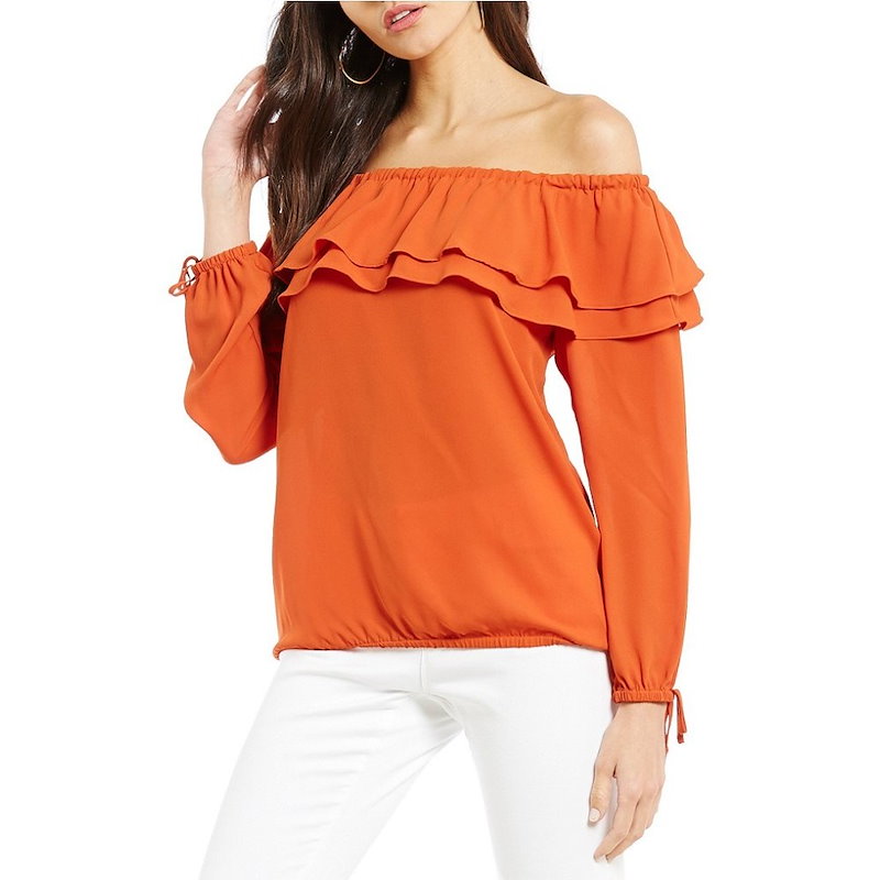 マイケル コース レディース トップス ブラウス・シャツ【MICHAEL Michael Kors Tiered Ruffle Off-The-Shoulder Liquid Crepe Peasan マイケル コース レディース トップス ブラウス・シャツ【MICHAEL Michael Kors Tiered Ruffle Off-The-Shoulder Liquid Crepe Peasan