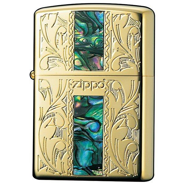 ZIPPO ライター SHELL SPECIAL 両面エッチング 貝貼り 金メッキ 2KG-WTPC